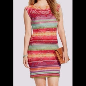 Ralph Lauren Rainbow Indian Tribal Linen Sleeveless Knit Sweater Dress Size MP